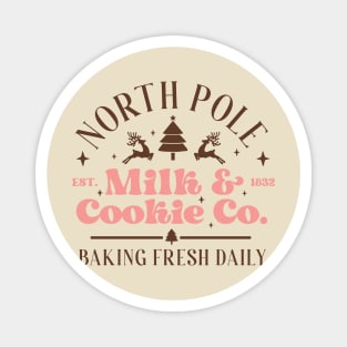 Vintage Christmas North Pole Milk and Cookie Co Magnet